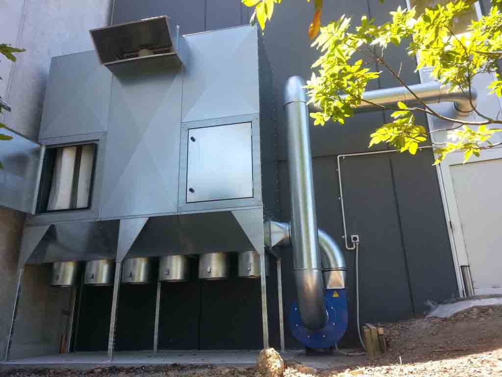 External fabricated extraction and filter unit